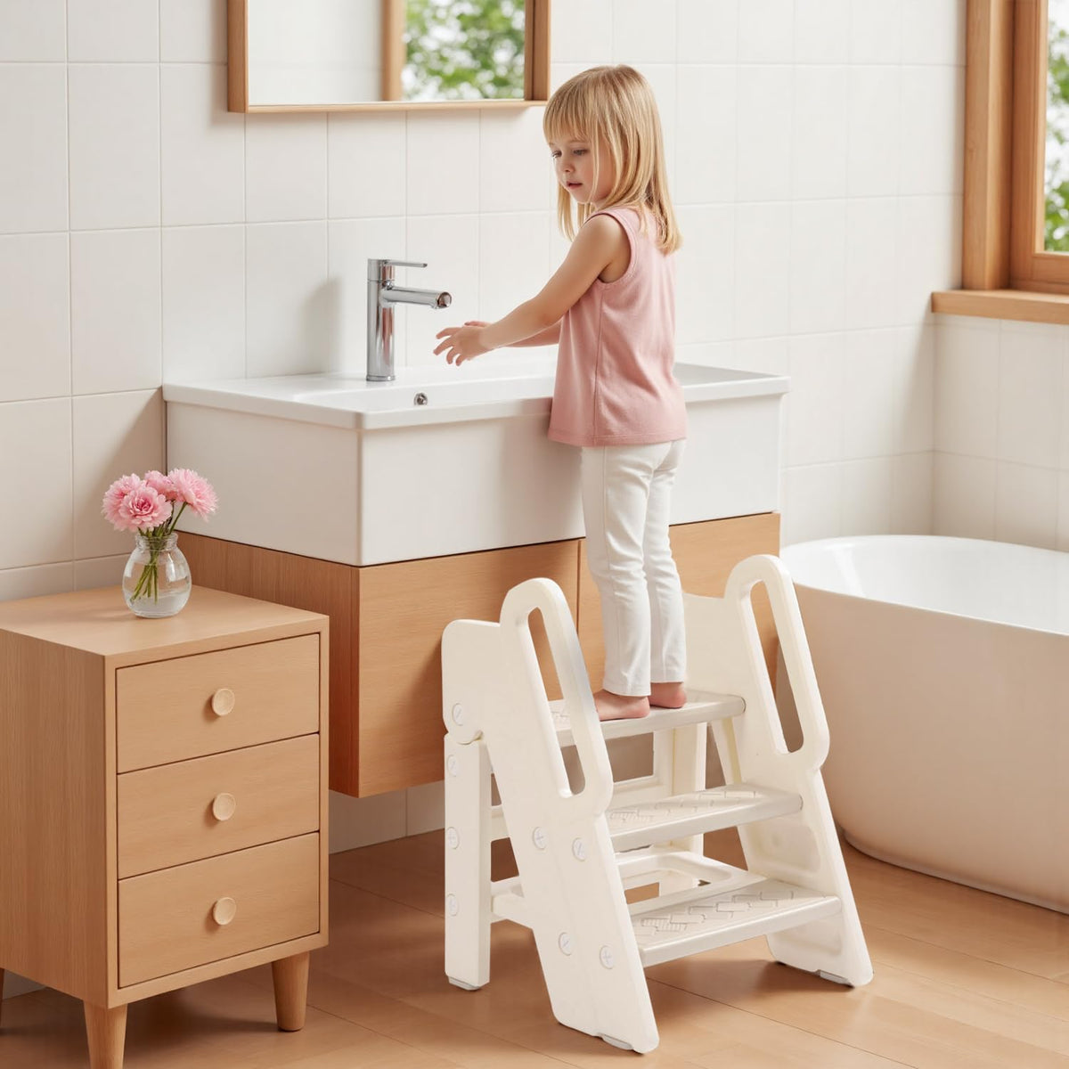 Vanpolchy Step Stool for Toddlers with 2-in-1 open design for versatile home use.