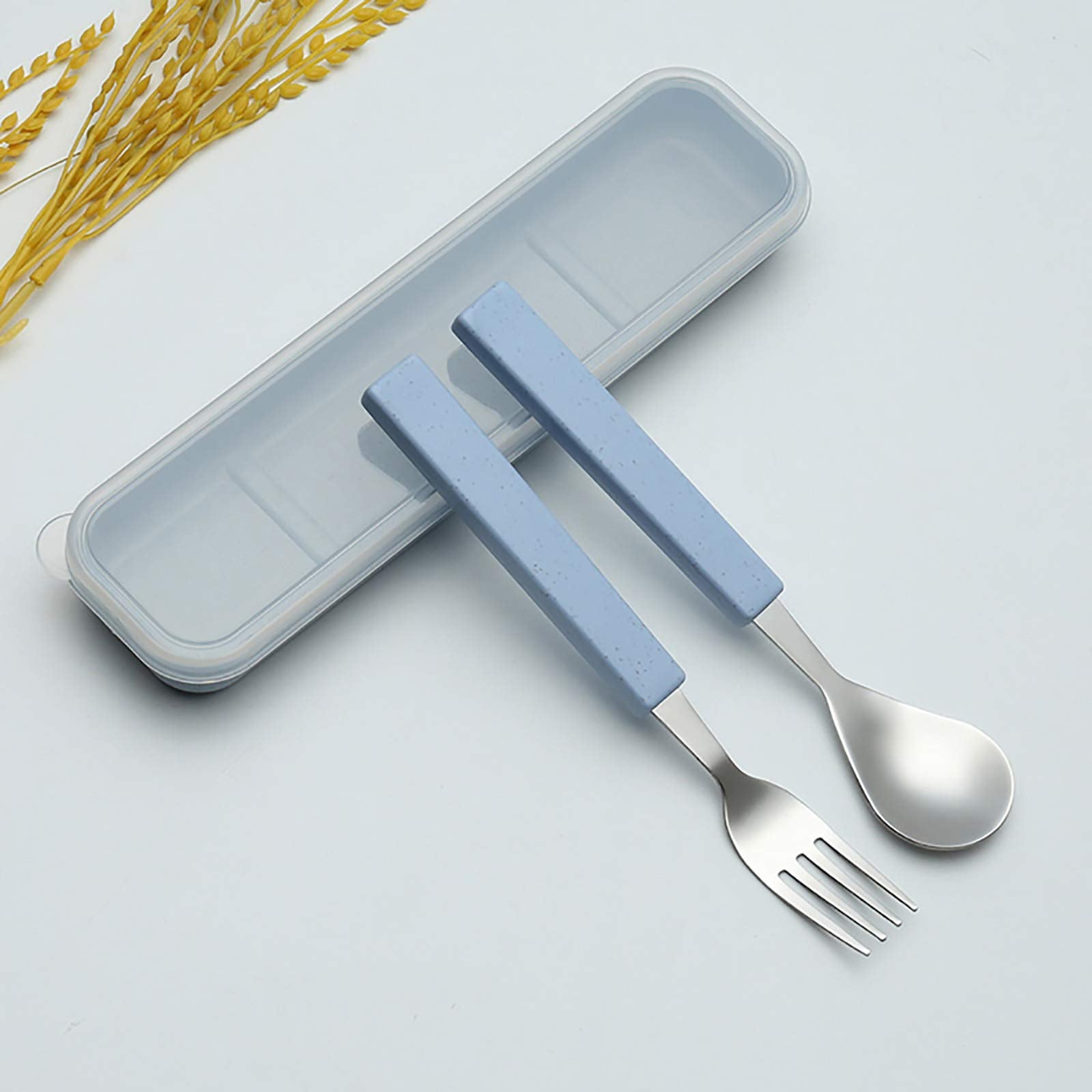 VANRA travel case blue keeps flatware clean and portable for school lunches.