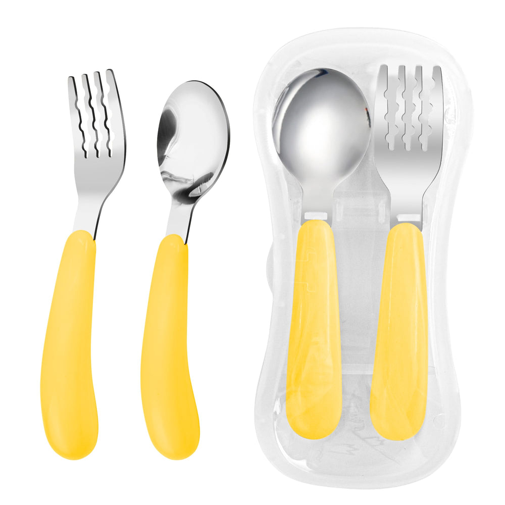 VANRA toddler fork with yellow travel case for school lunch convenience