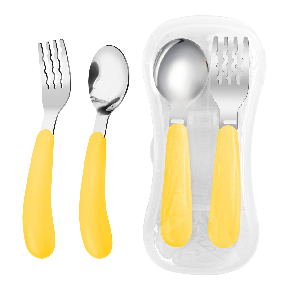 VANRA toddler fork with yellow travel case for school lunch convenience