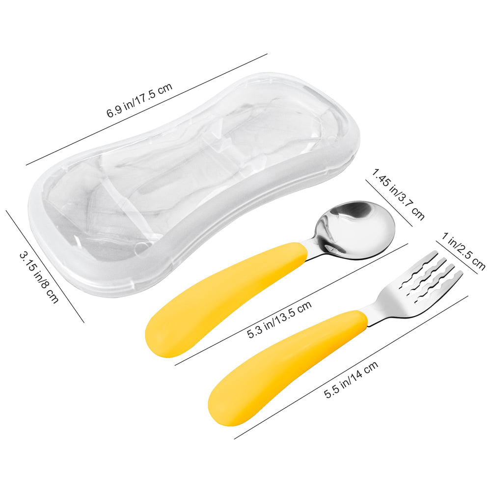 VANRA toddler spoon with yellow travel case for easy meals