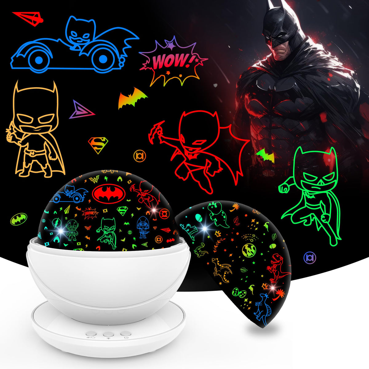 VANSHINIEER Batman night-light projection for immersive bedtime scenes.