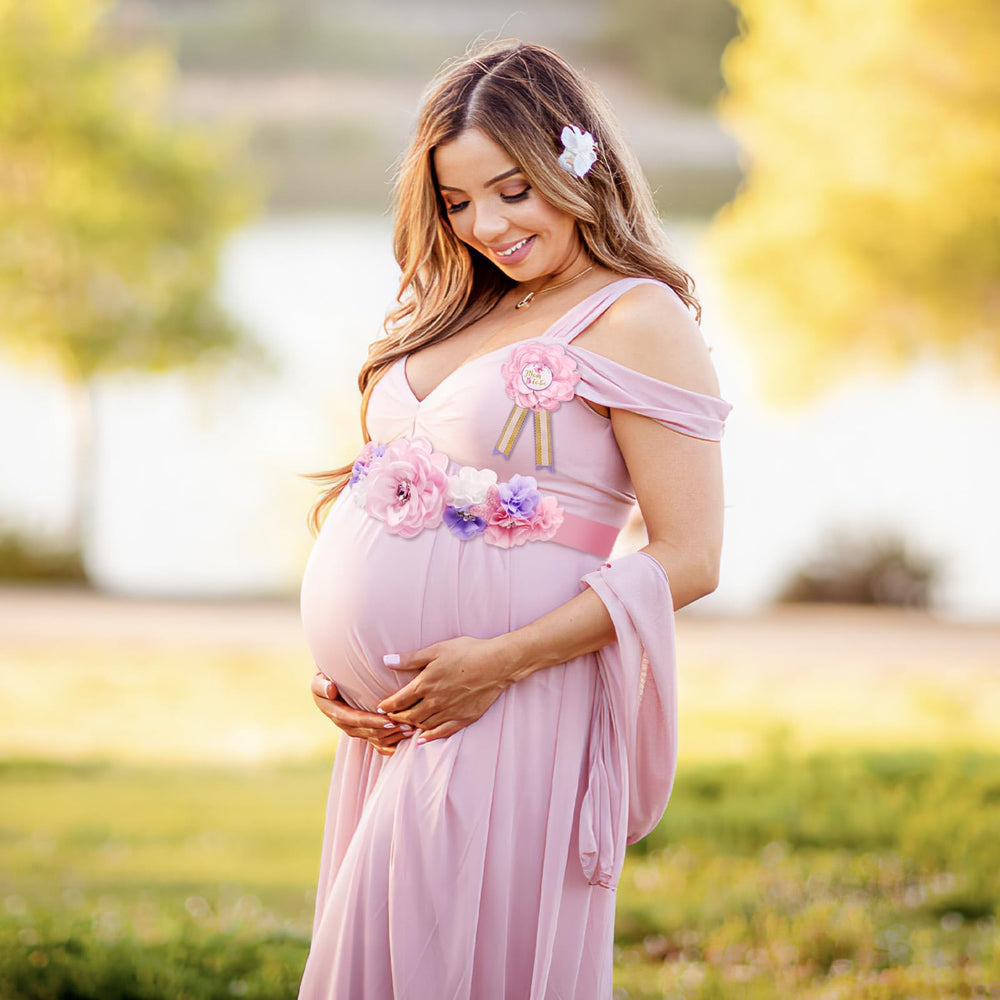 Vansolinne gender reveal photo props kit in purple hues