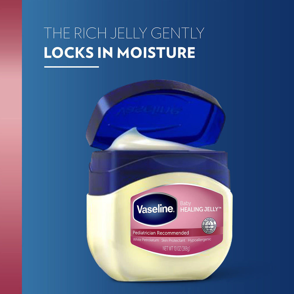 Vaseline Baby Petroleum Jelly after bath keeps skin supple.