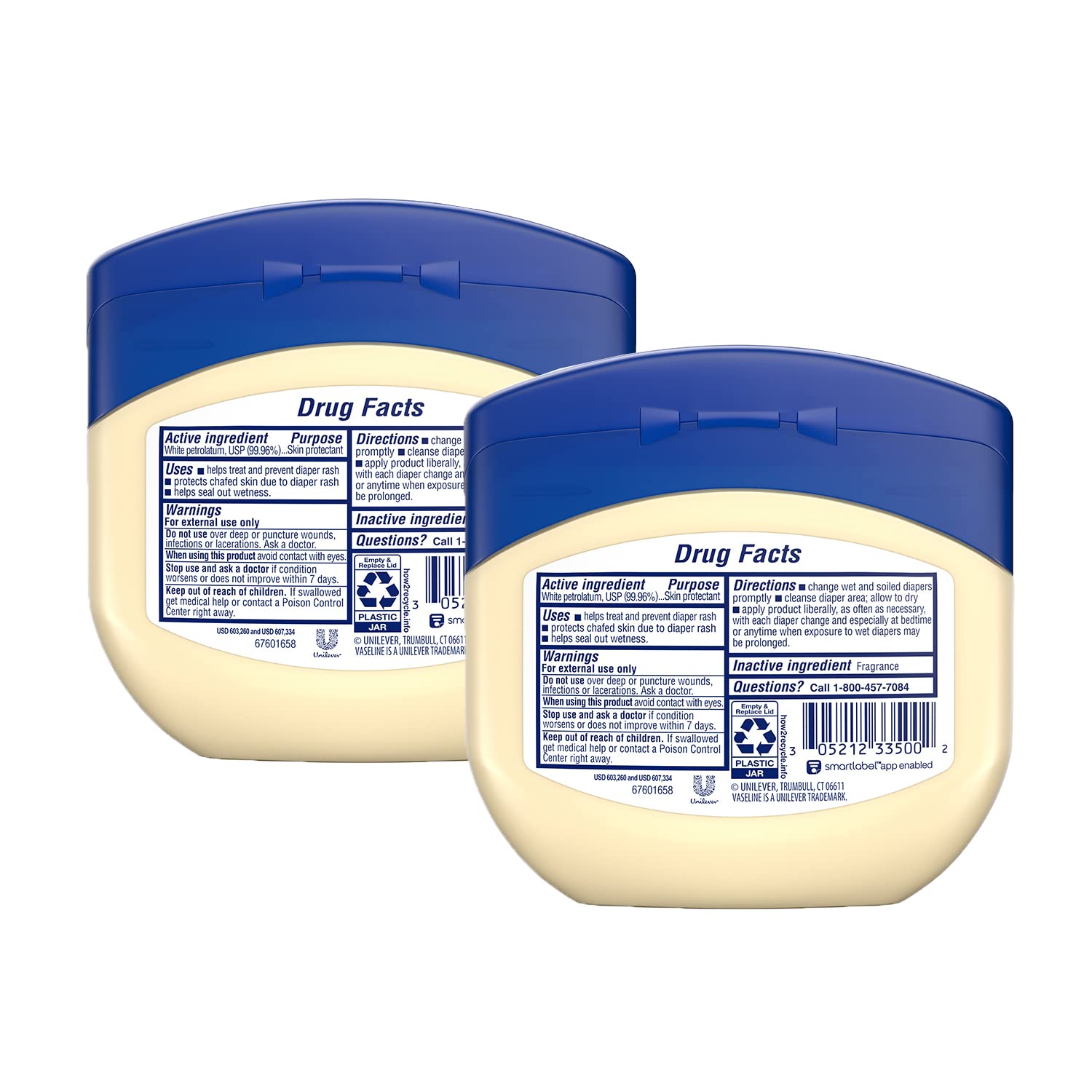 Vaseline Baby Petroleum Jelly jar with lid open for easy application.