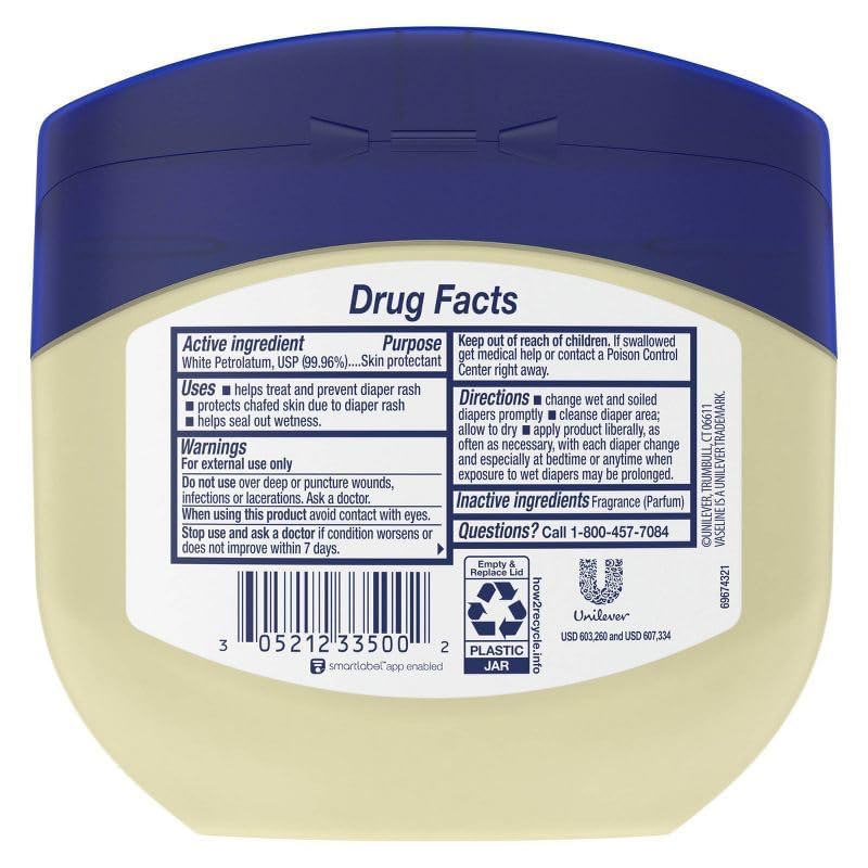 Vaseline Healing Jelly Baby baby powder scent label signaling mild fragrance
