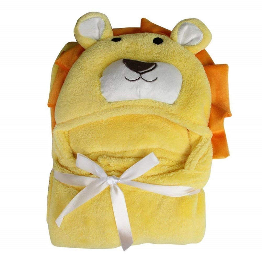 Vauwmsr baby hooded blanket yellow size reference shows generous 25.6 by 39.4 inches