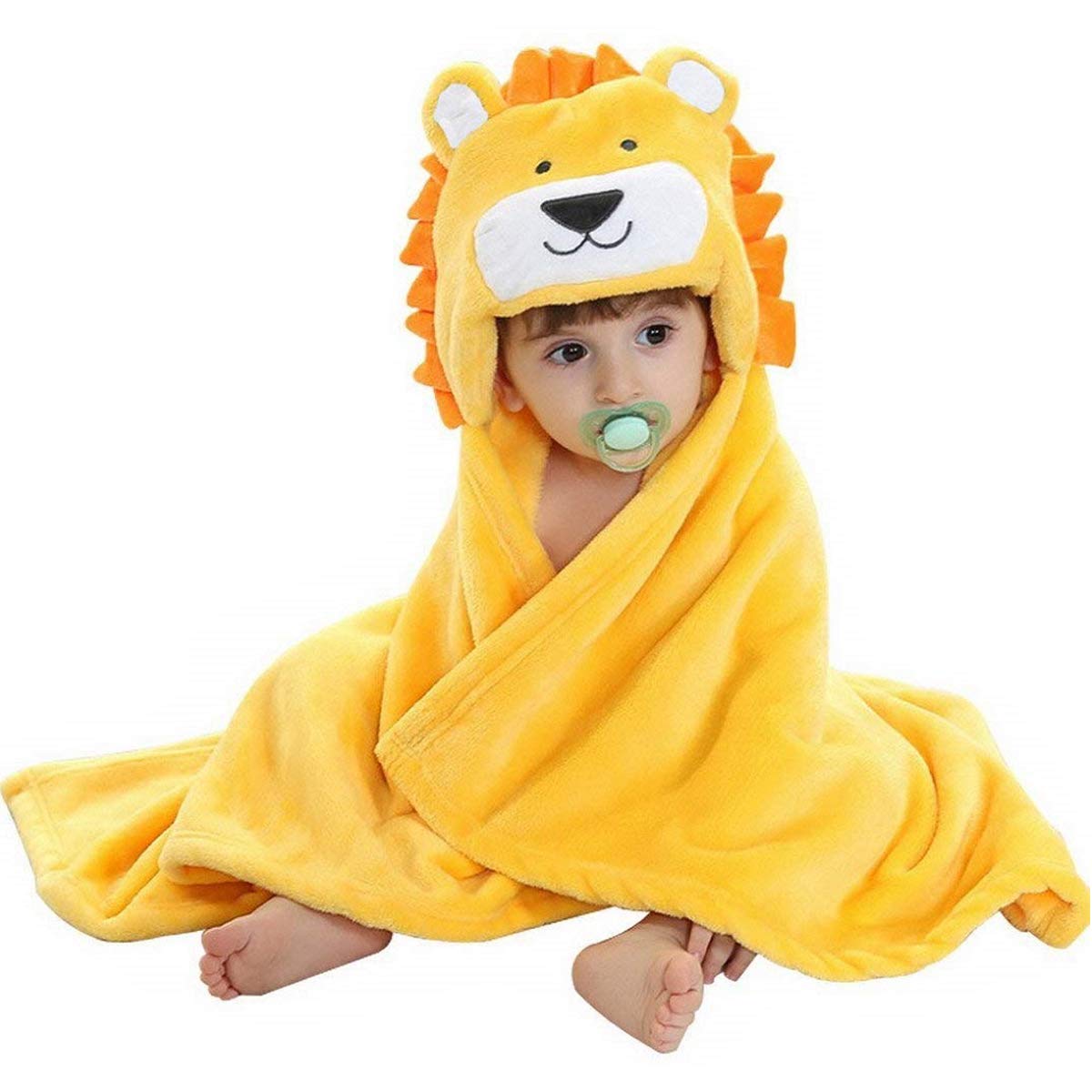 Vauwmsr baby hooded blanket yellow closeup highlighting ultra-soft fabric for cozy warmth