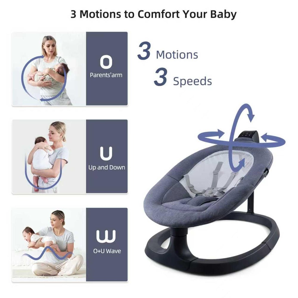 VaVaSoo three-motion modes illustrate adaptable soothing rhythms for baby