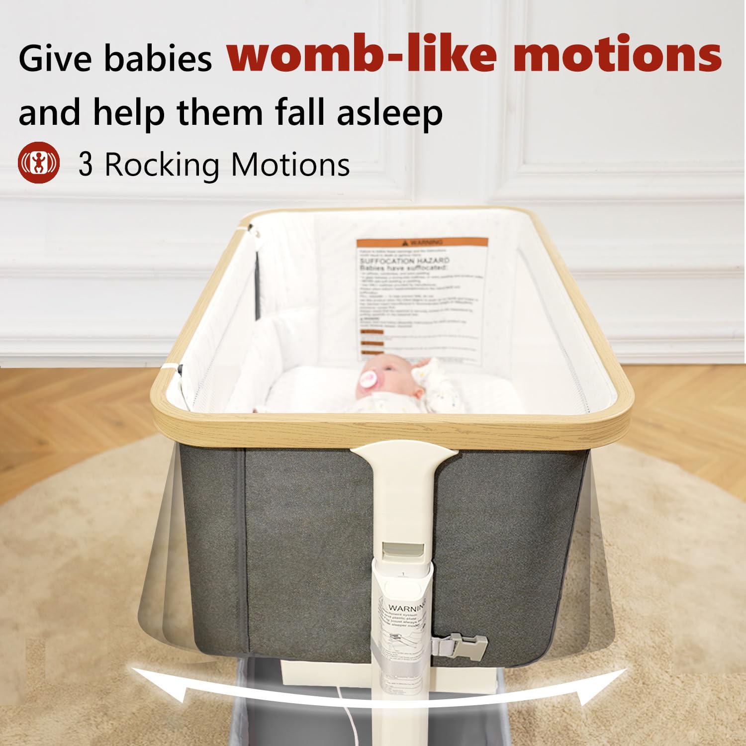 VaVaSoo baby music motor system enabling soothing melodies and white noise to calm wakings.