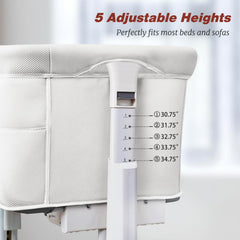 VaVaSoo bassinet on 360-degree wheels with brakes for quiet room-to-room movement.