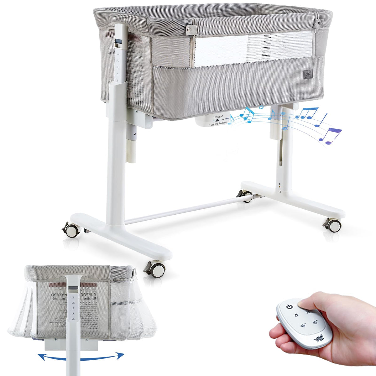 VaVaSoo electric bassinet rocking motion for calmer sleep.