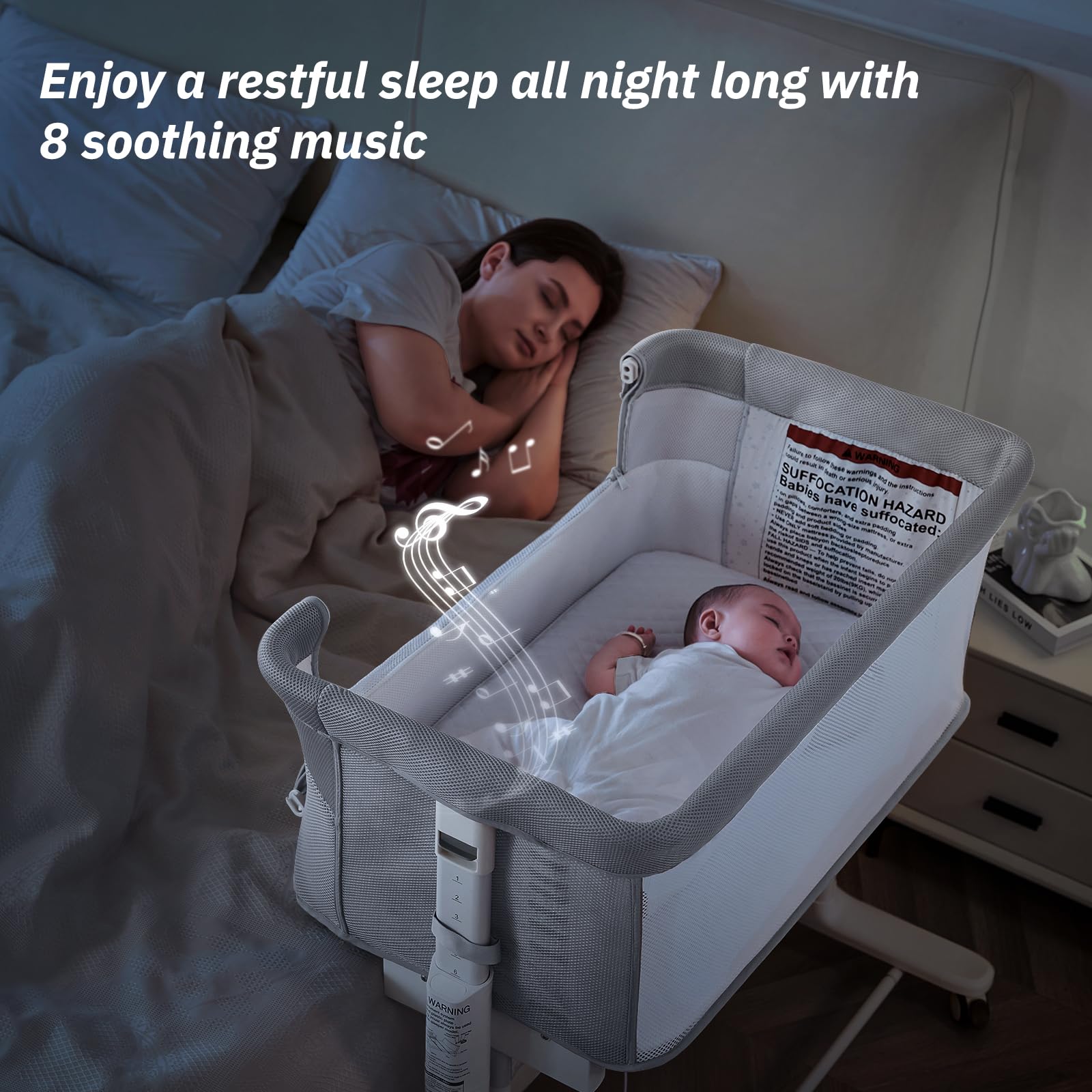 VaVaSoo five-height adjustment aligns with bed or sofa.
