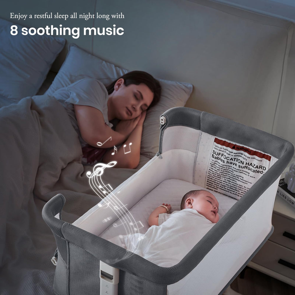 VaVaSoo height-adjustable bassinet aligns with sofa or bed heights.