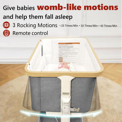 VaVaSoo rocking bassinet remote-control showcases easy, soothing adjustments for baby calm.