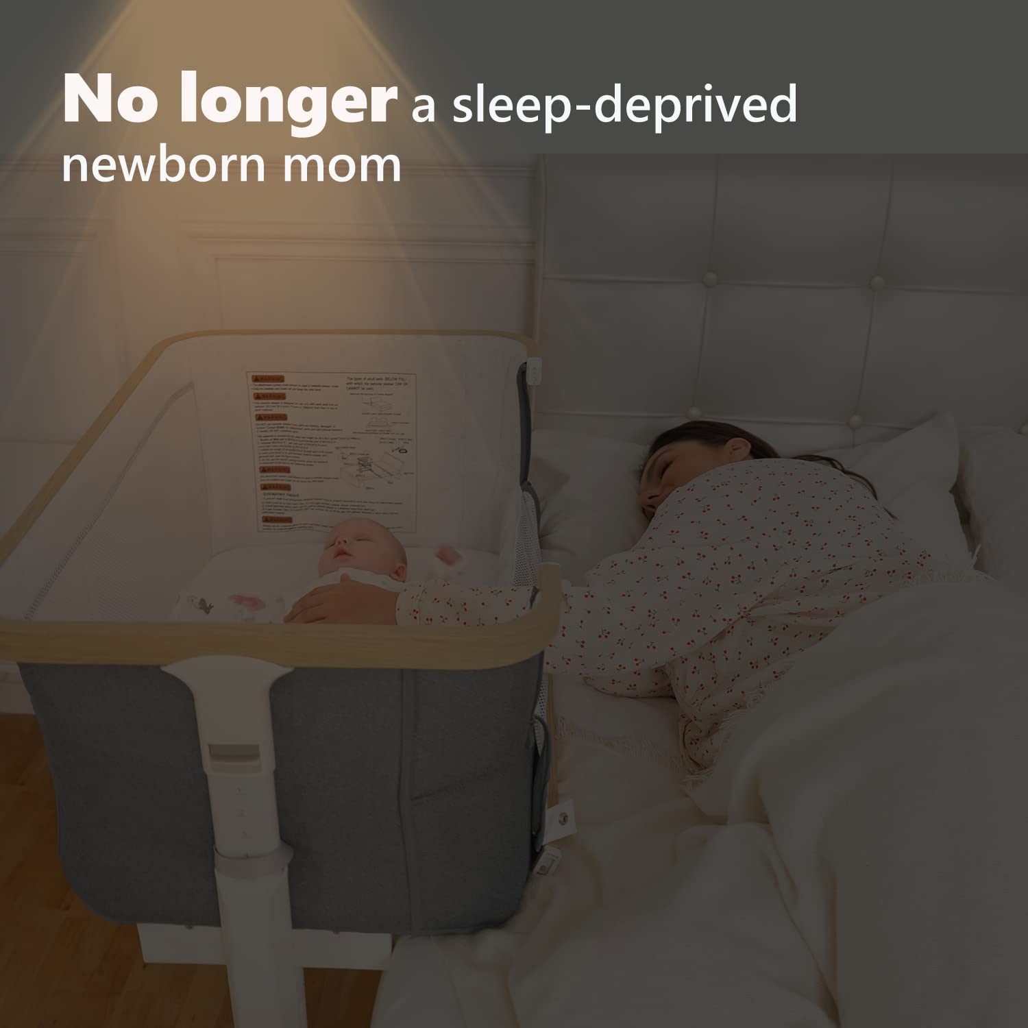 VaVaSoo rocking bassinet wheels highlights portable design with lockable wheels for safety.