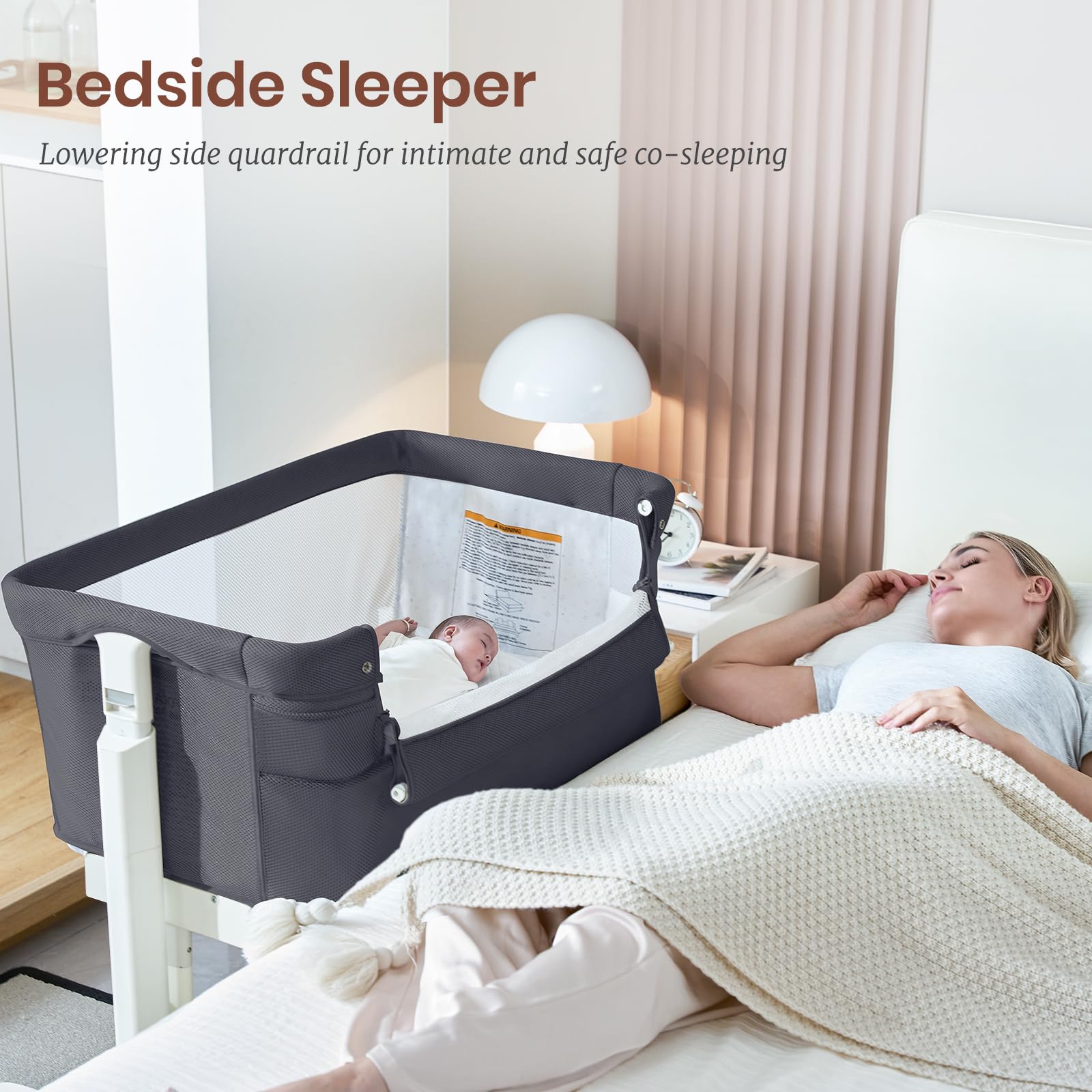VaVaSoo bassinet features three rocking modes and calming sounds.