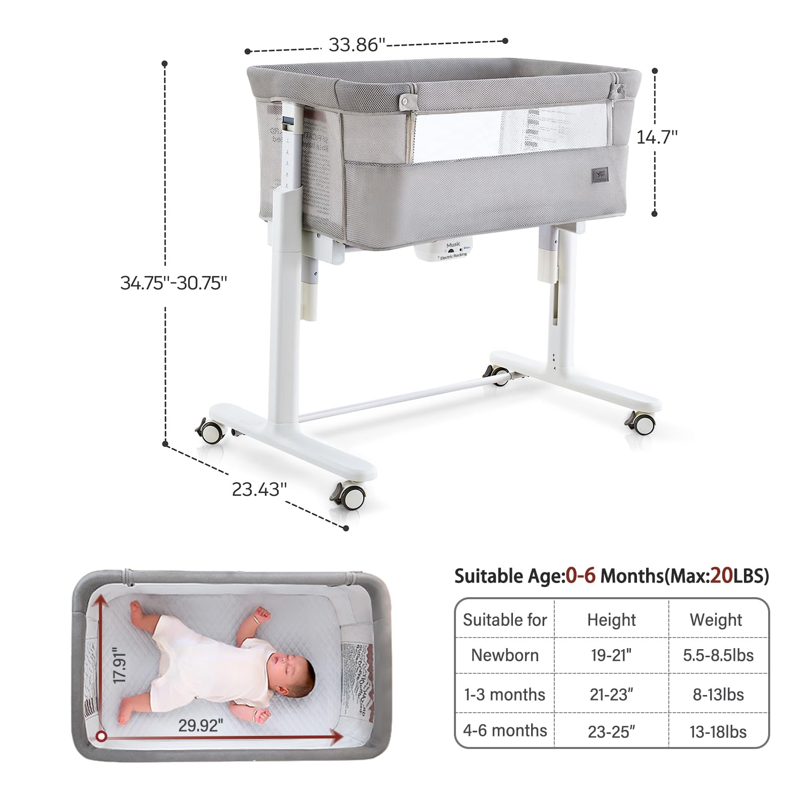 VaVaSoo aluminum frame provides a secure resting space for baby.