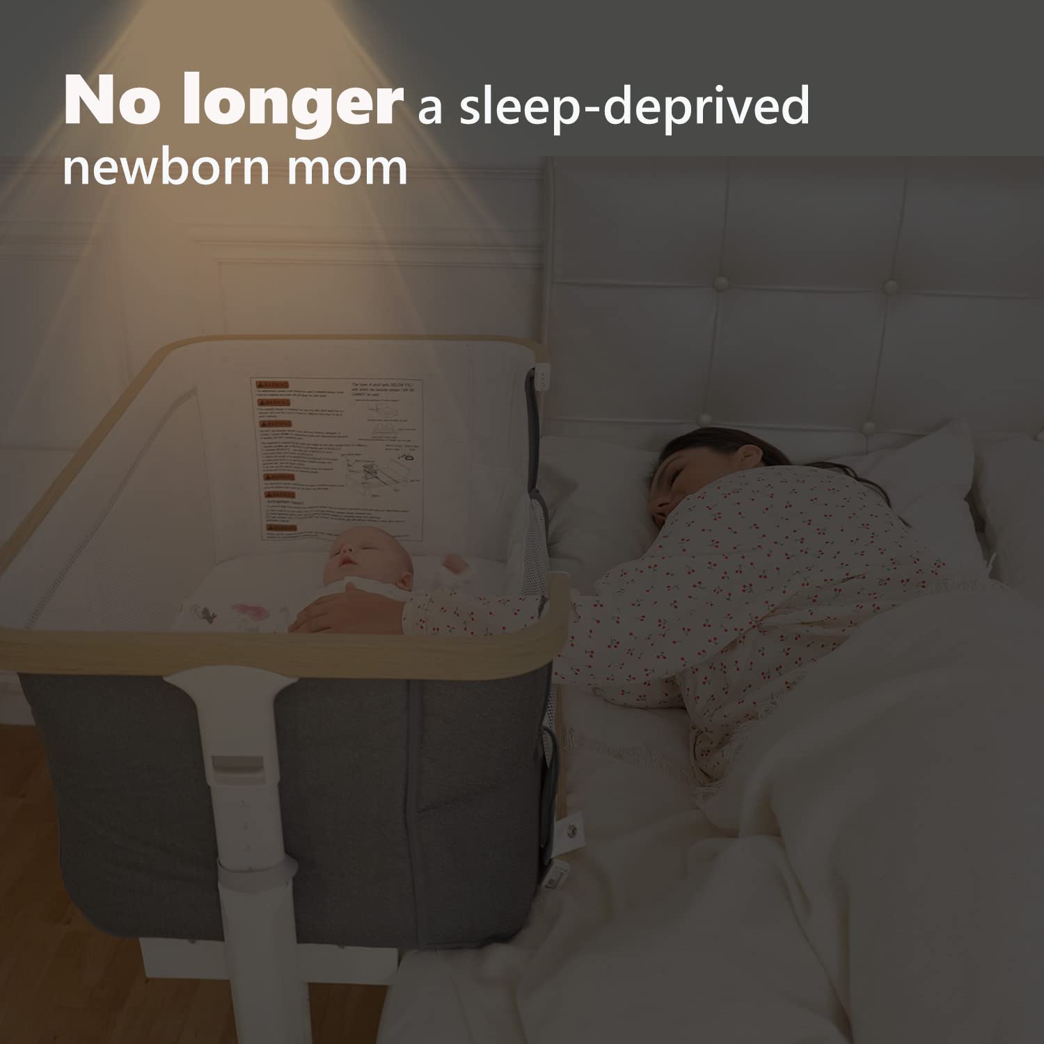 VaVaSoo storage basket under bassinet keeps diapers, toys, and bottles at hand.