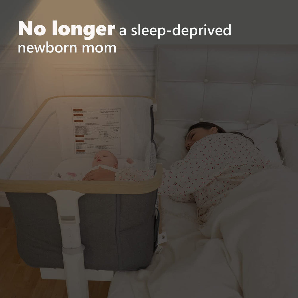 VaVaSoo storage basket under bassinet keeps diapers, toys, and bottles at hand.
