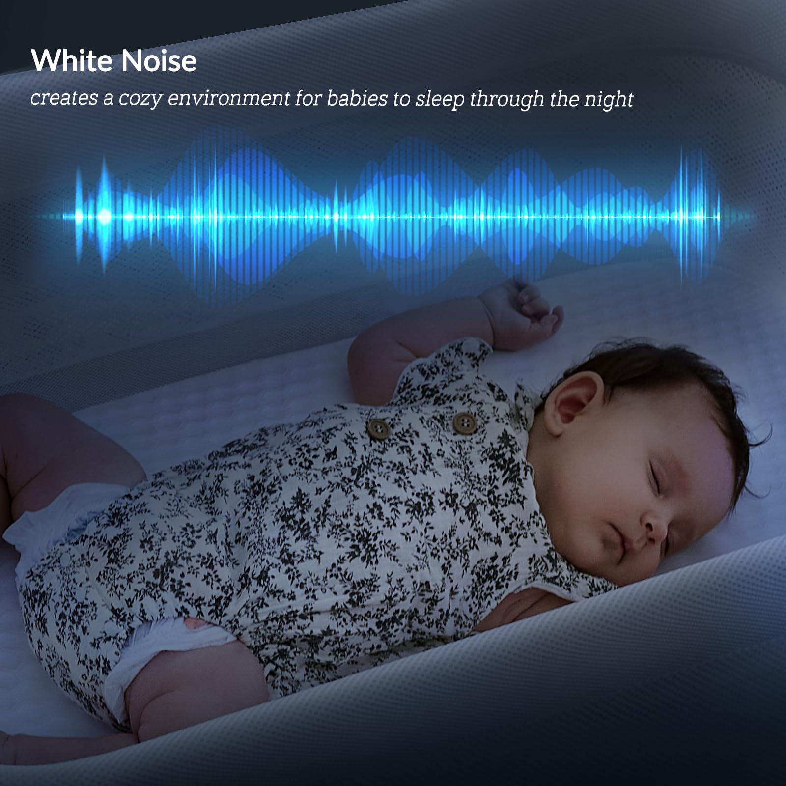 VaVaSoo gray bassinet beside the bed for easy nighttime handling.
