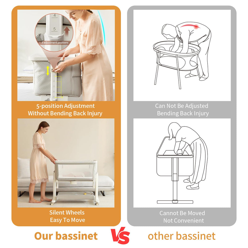 VaVaSoo bassinet mesh sides provide breathability and visibility.