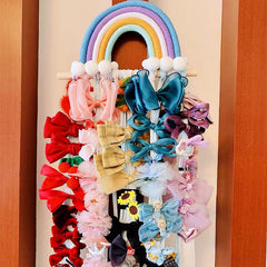 Vawolecy boho wall decor bow holder adds style while storing kids' bows.
