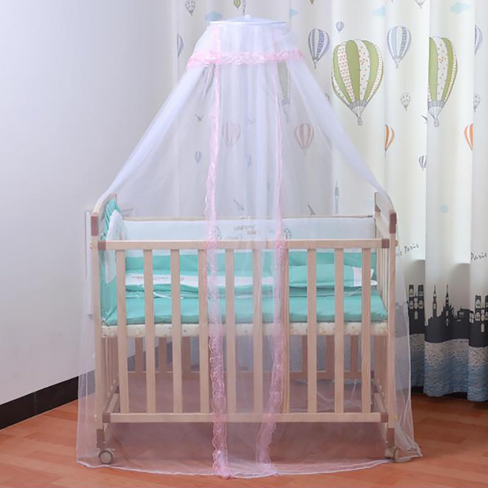Vawolecy universal crib mosquito net foldable draped over crib for gentle protection
