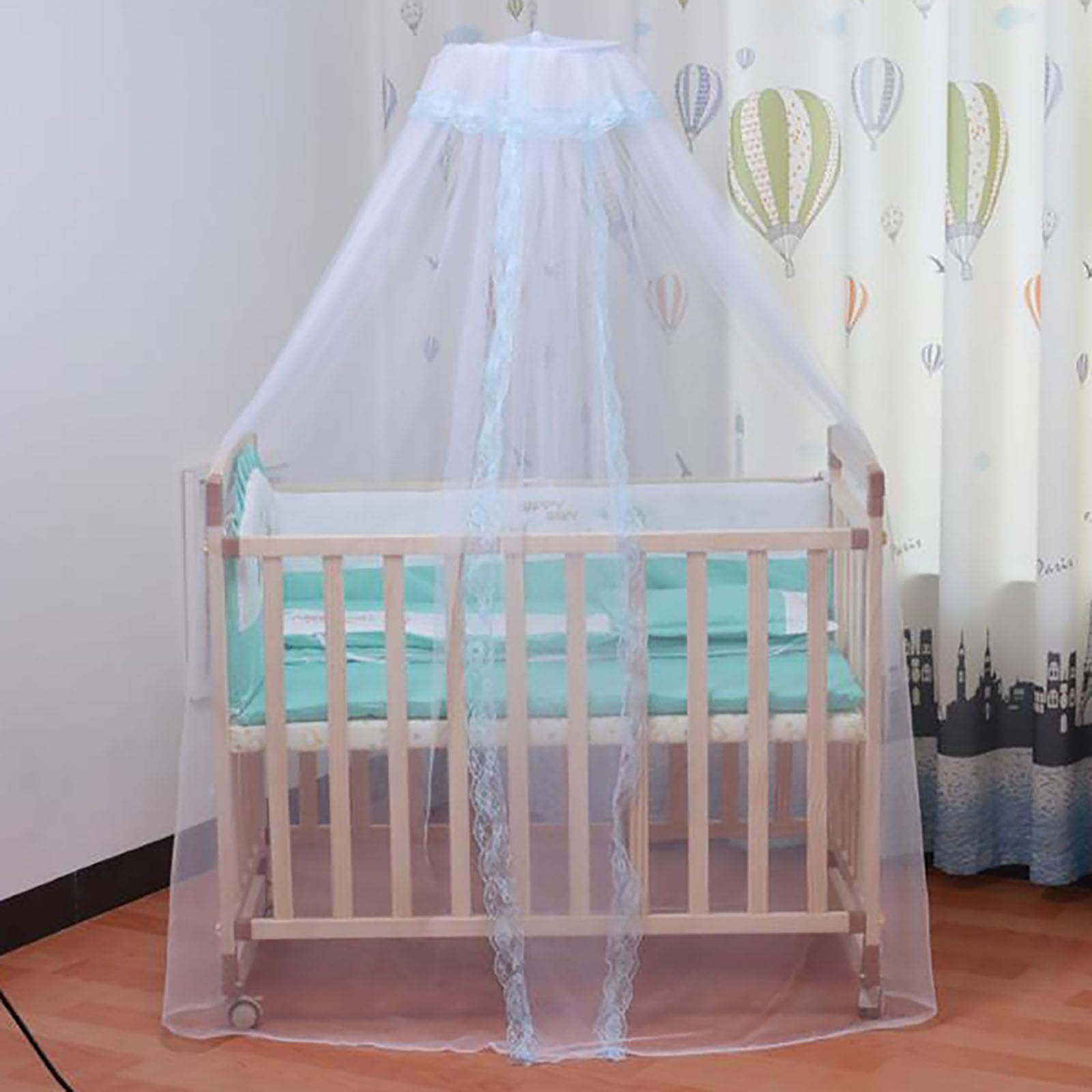 Vawolecy universal crib net dome close-up lace detail for delicate baby sleep