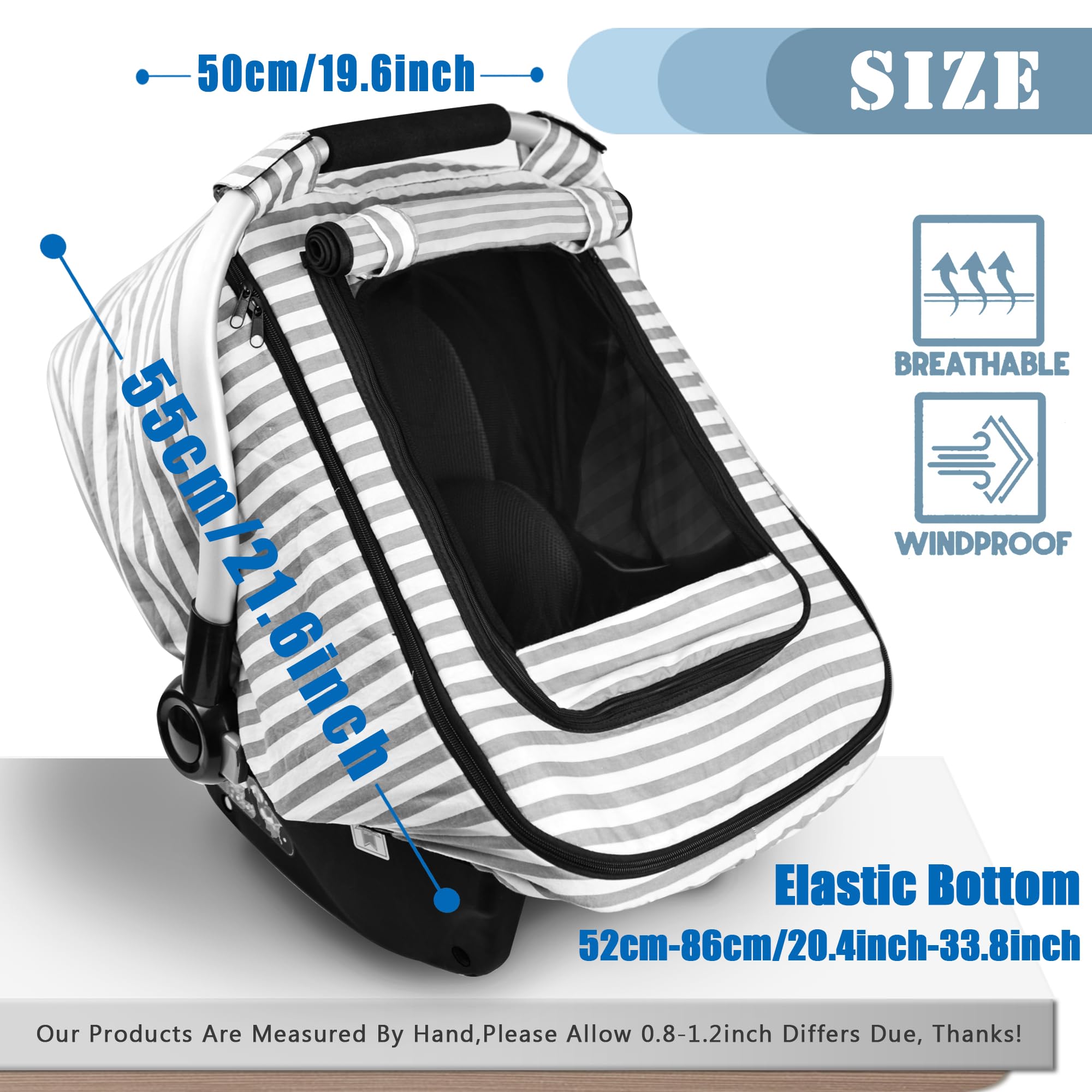 Vaxaape car seat cover with elastic bottom fits securely on most seats.