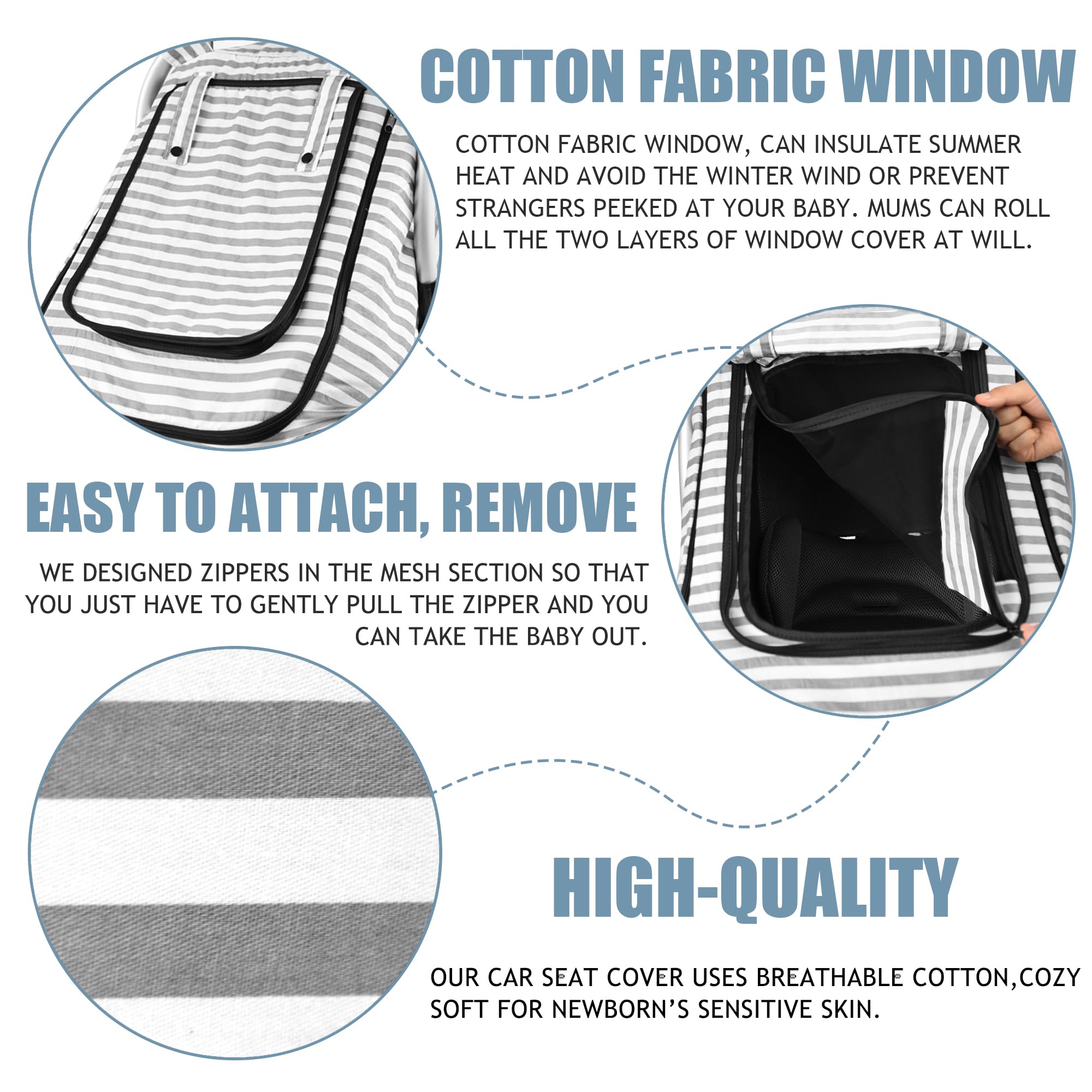 Vaxaape mesh window car seat cover provides ventilation for baby during rides.