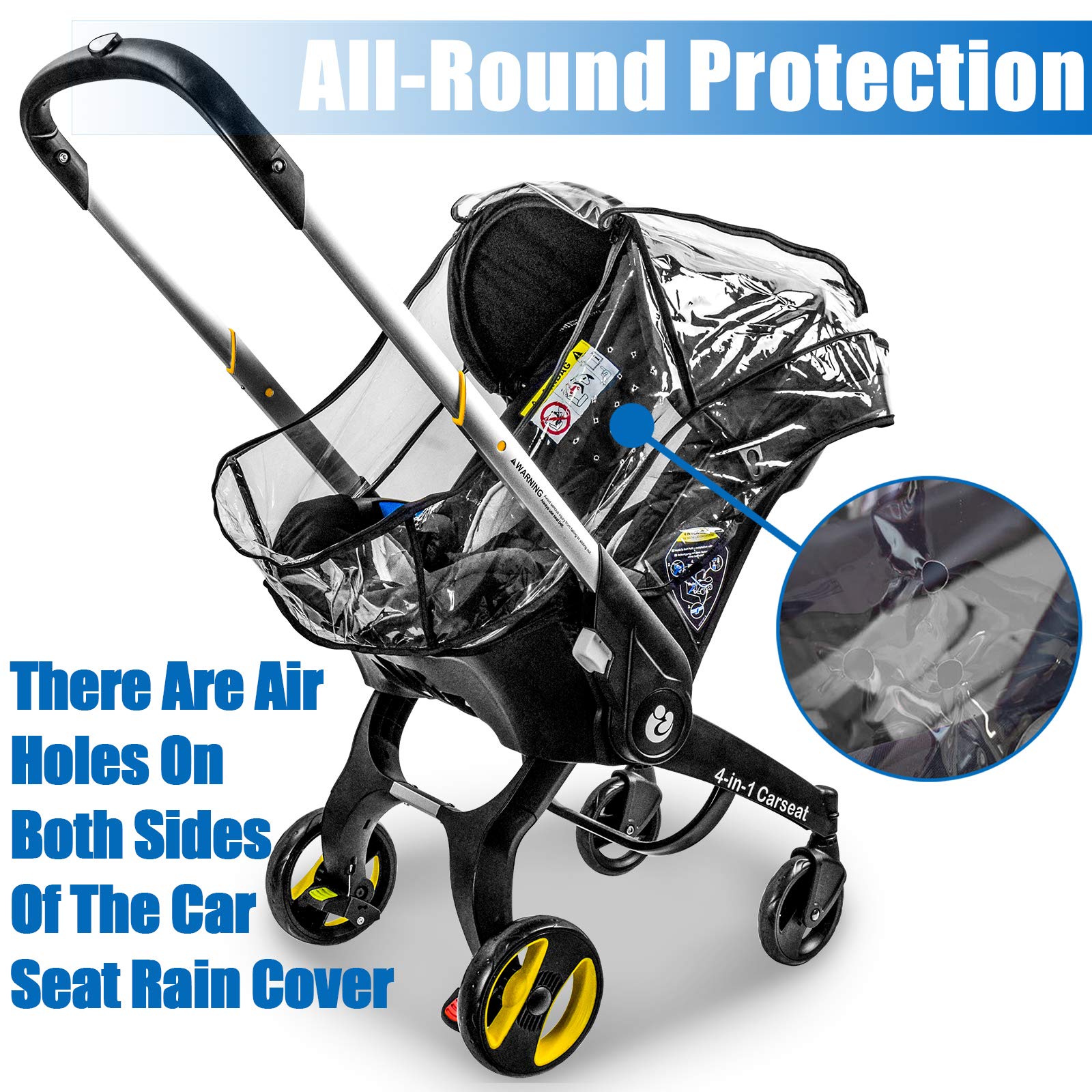 Vaxaape rain cover wipes clean with a damp cloth.