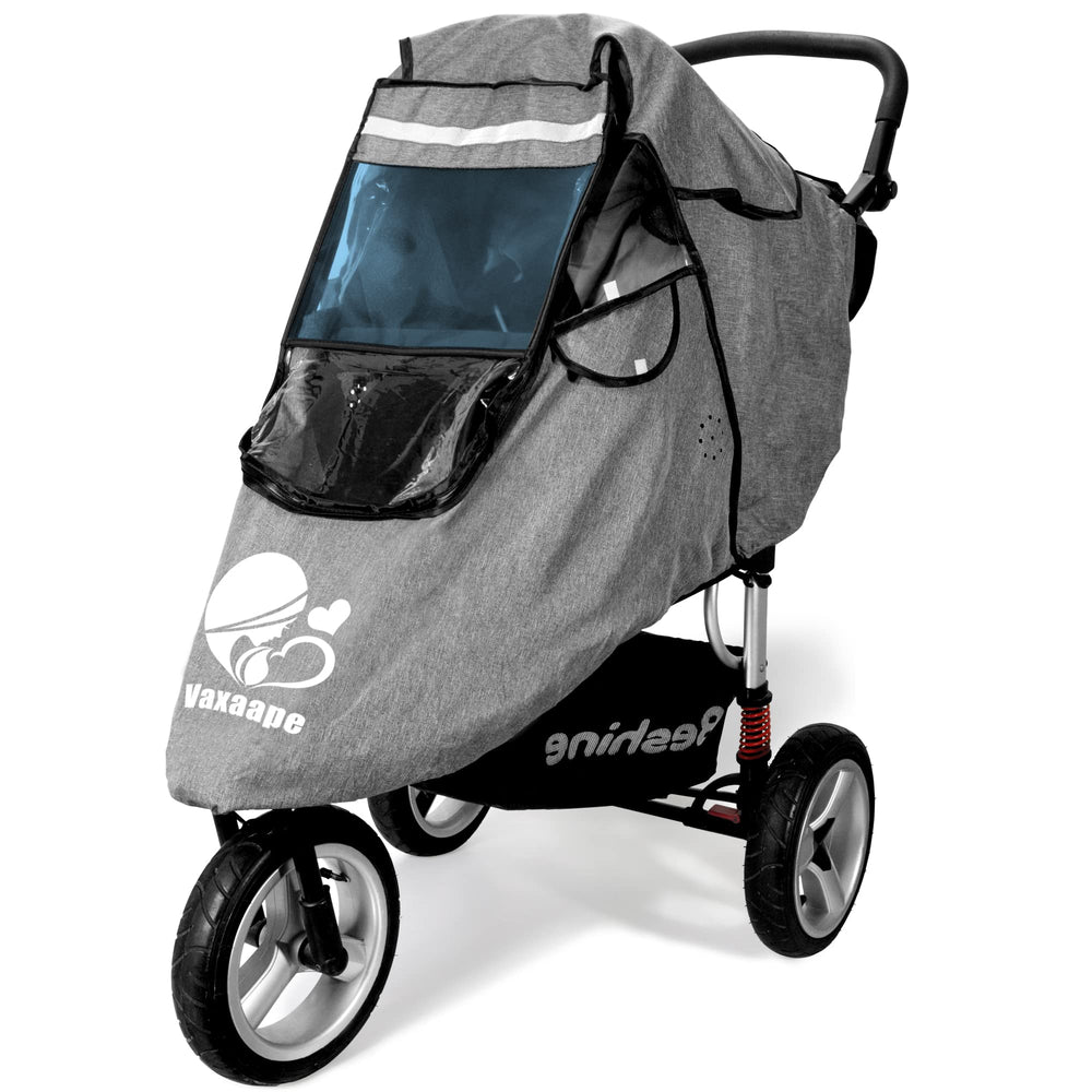 Vaxaape stroller rain cover universal-fit over a stroller showing broad protection and flexibility
