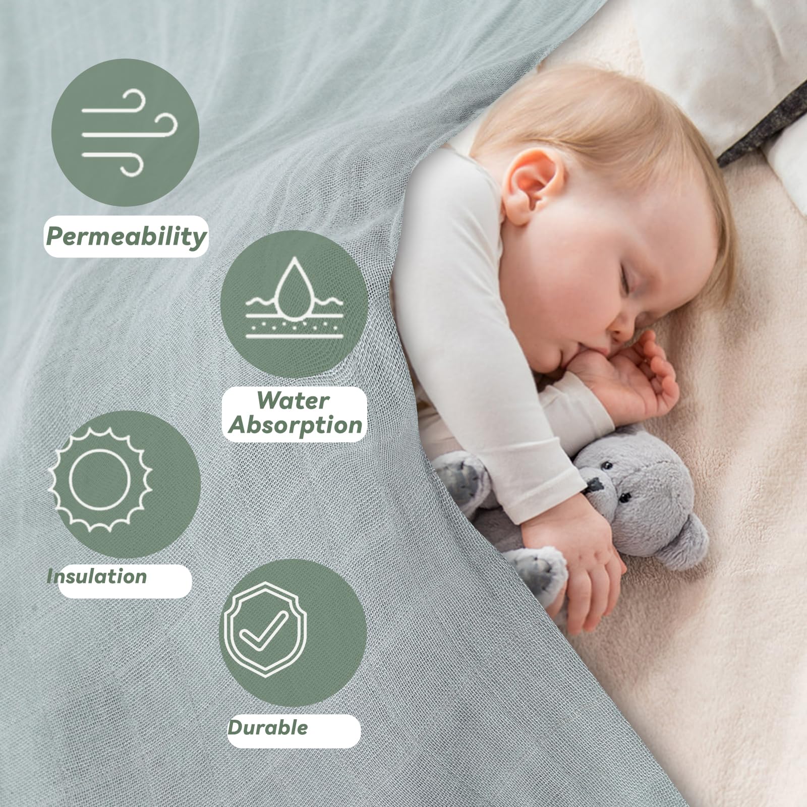 Vaytong Muslin Swaddle blanket — 47x47 inch size aids versatile swaddling and coverage.