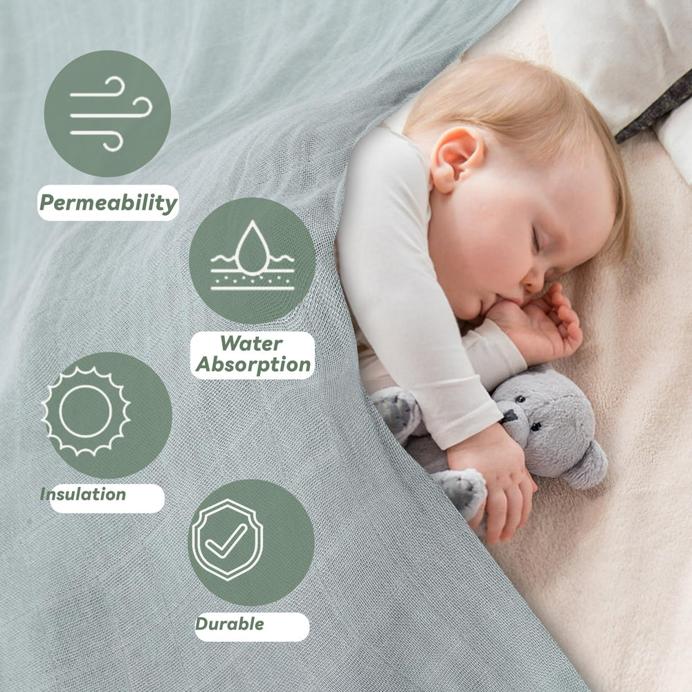Vaytong Muslin Swaddle blanket — 47x47 inch size aids versatile swaddling and coverage.
