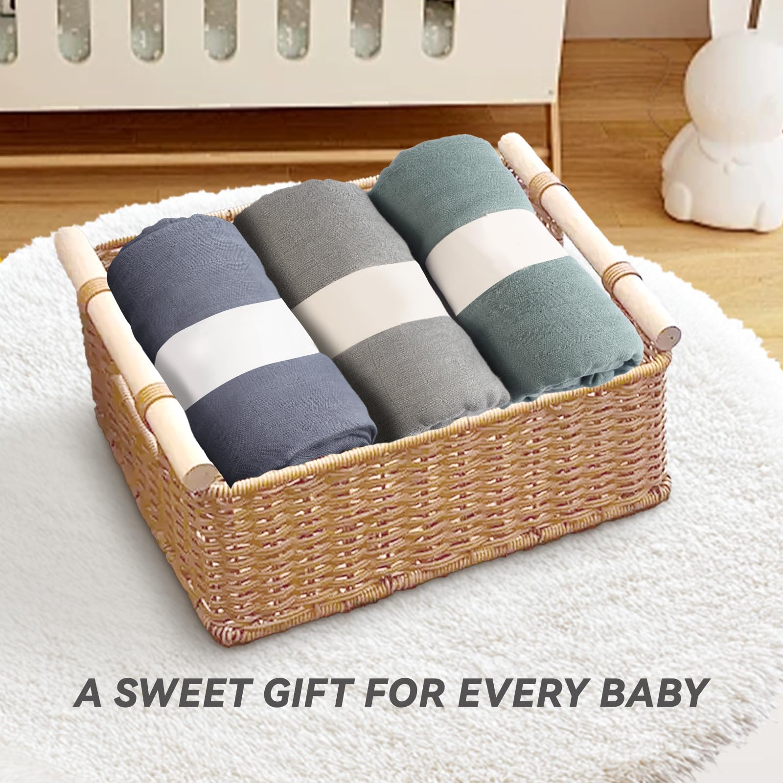 Vaytong Muslin Swaddle blanket — durable, machine-washable fabric stays soft after many washes.
