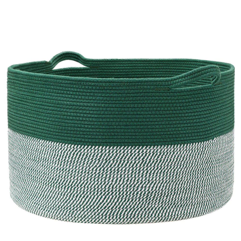 Vazpalas extralarge cotton rope basket folded for easy storage.