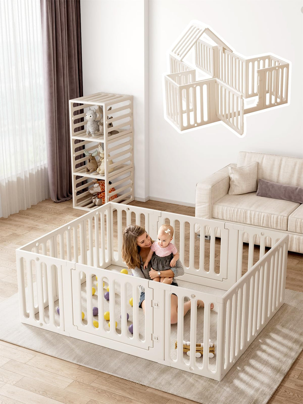 VBABY playpen two-door design supports safe access and flexible layout.
