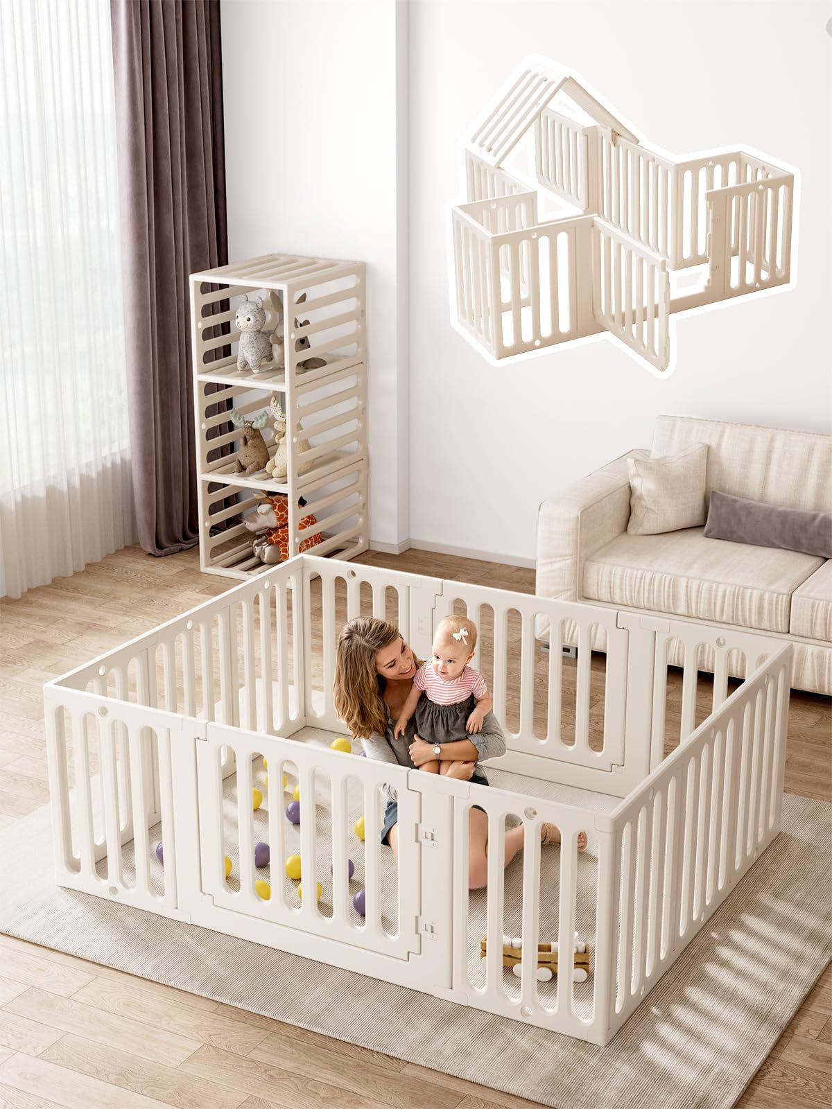 VBABY playpen two-door design supports safe access and flexible layout.