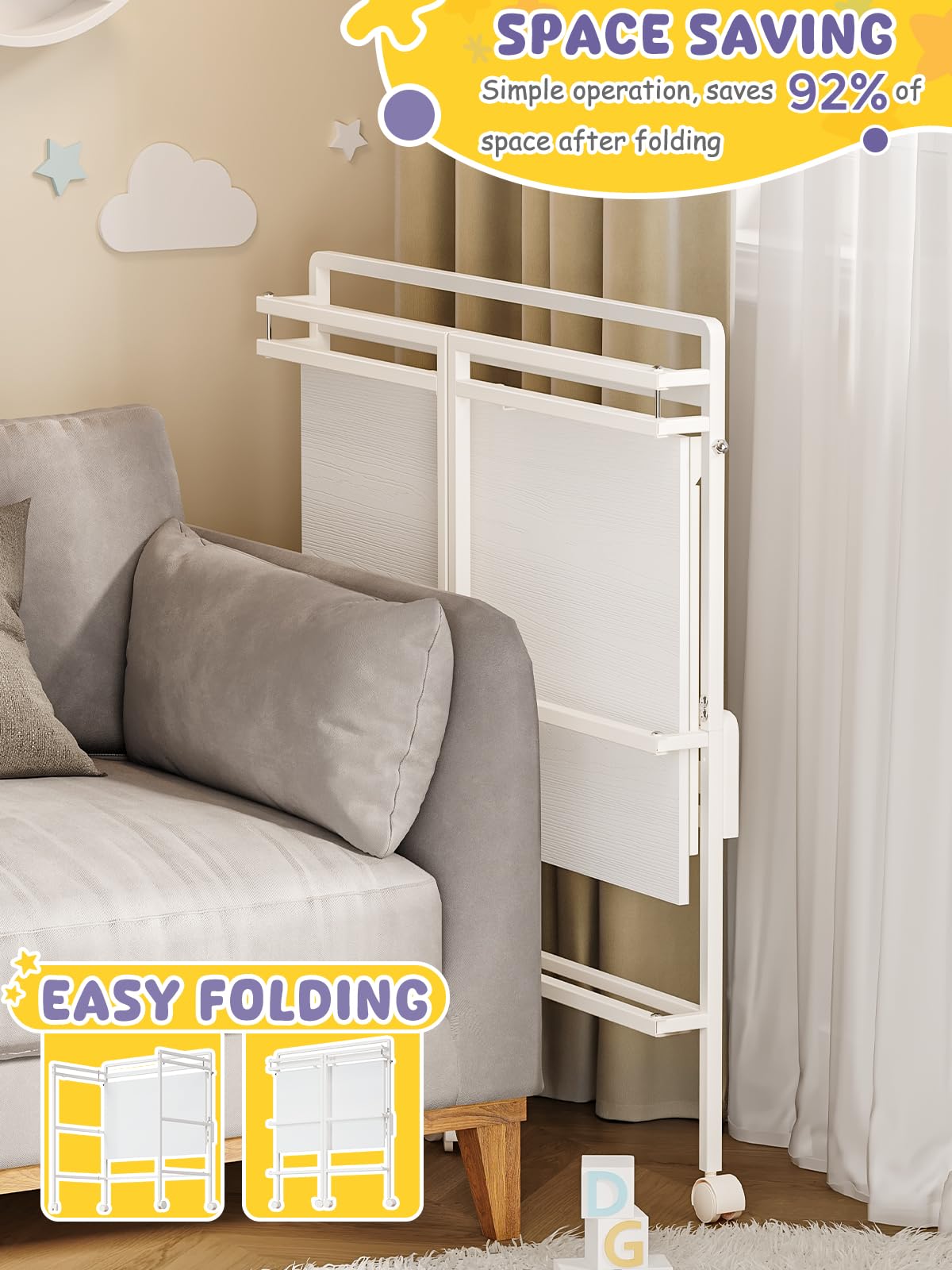 VBABY foldable-changing-table-storage-drawers keeps diapers within reach.