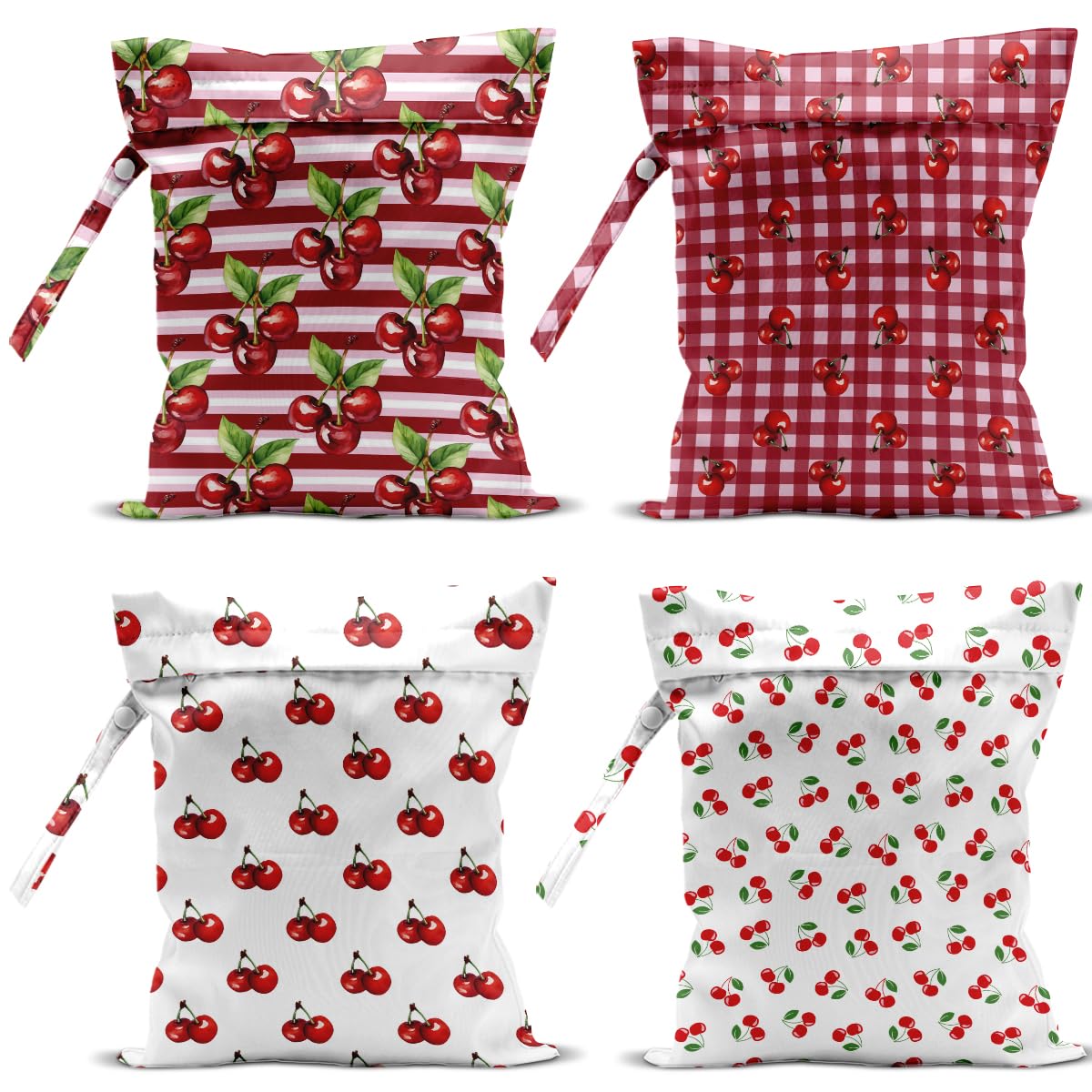 VBCVBGFH wet bag 4-pack striped cherry keeps wet items organized during travel.