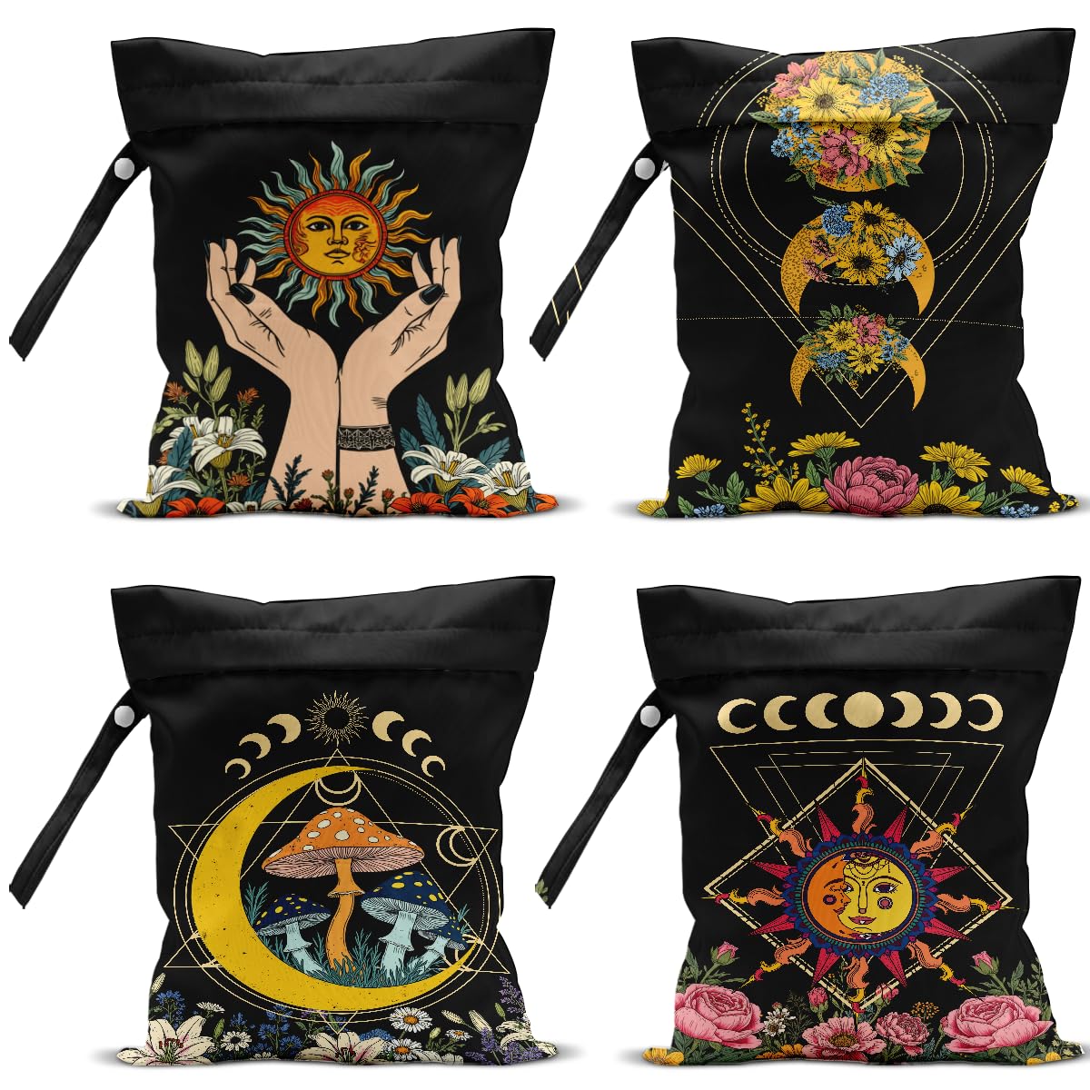 VBCVBGFH 4-pack wet bags shown together for travel organization and diaper storage.