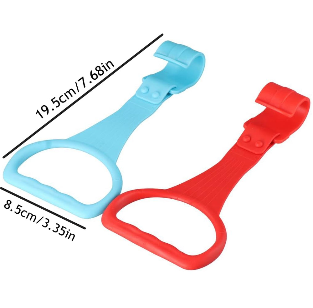 Vctitil pull ring crib hook yellow attached to stroller for upright grip
