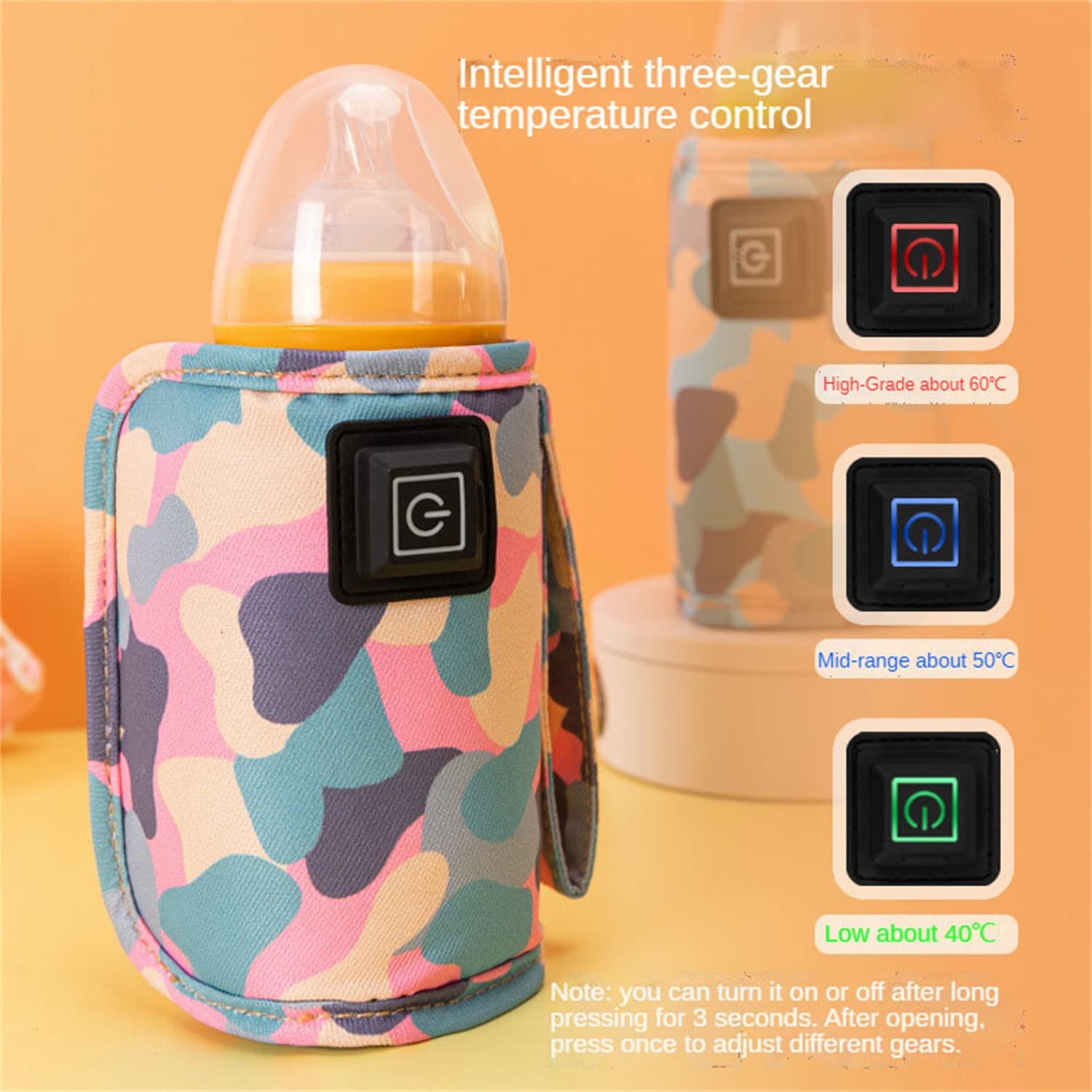 Vdhwter USB Milk Warmer Bag travel setup, fits various bottles for outdoors.