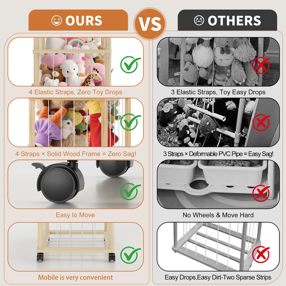 Vecxoty multi-use storage demo demonstrates holding mats, pillows, or dog toys beside plush storage.