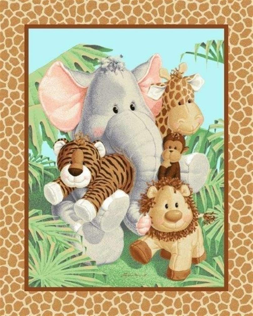 Veedaf 36in Fabric Traditions panel Jungle Babies Patty Reed wallhanging adds cozy nursery charm