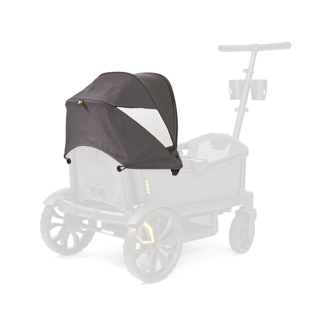 Veer Cruiser 2 Seater canopy extended shows full sun protection on family trips.