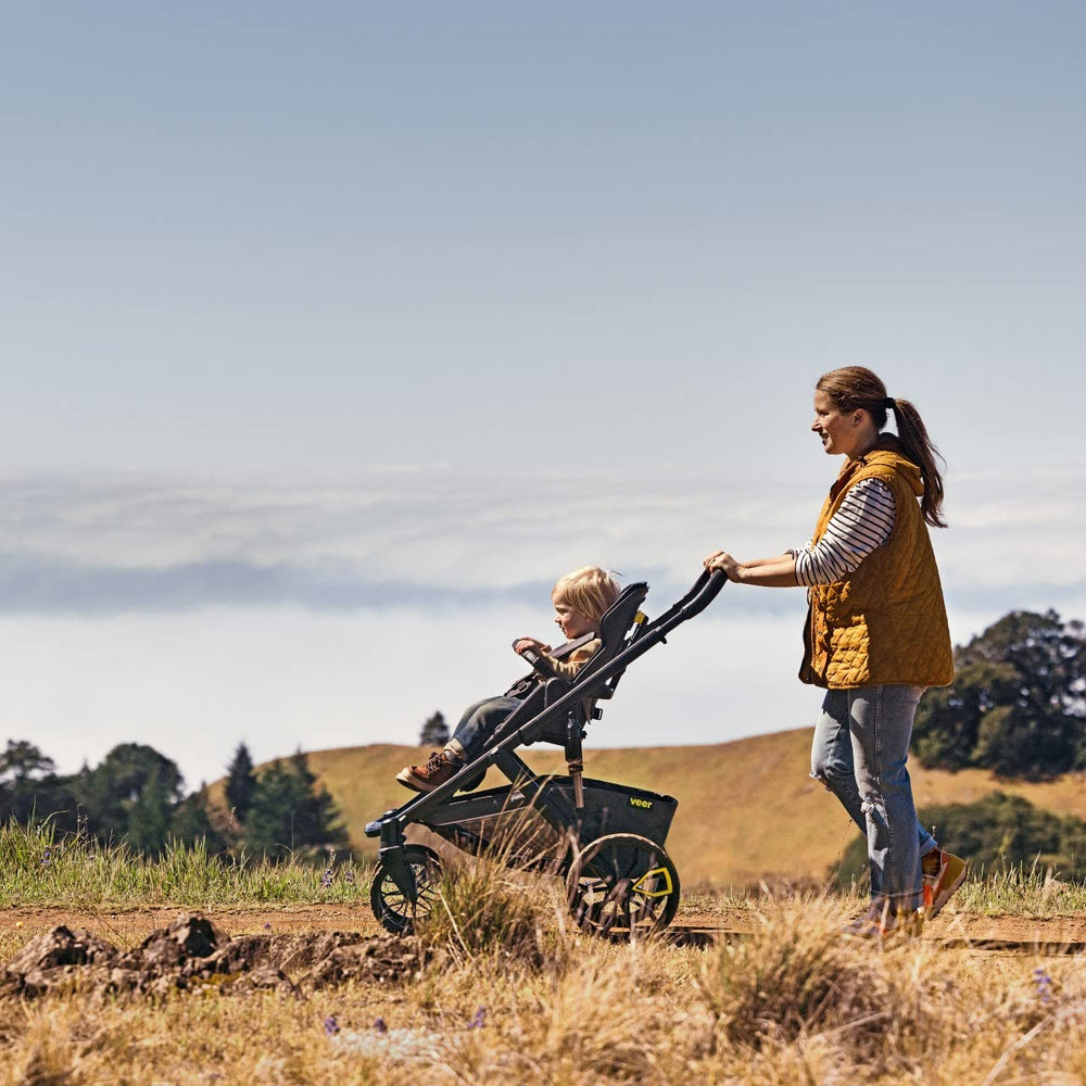 Veer Switchback & Roll frame footbrake provides secure stopping on grades.