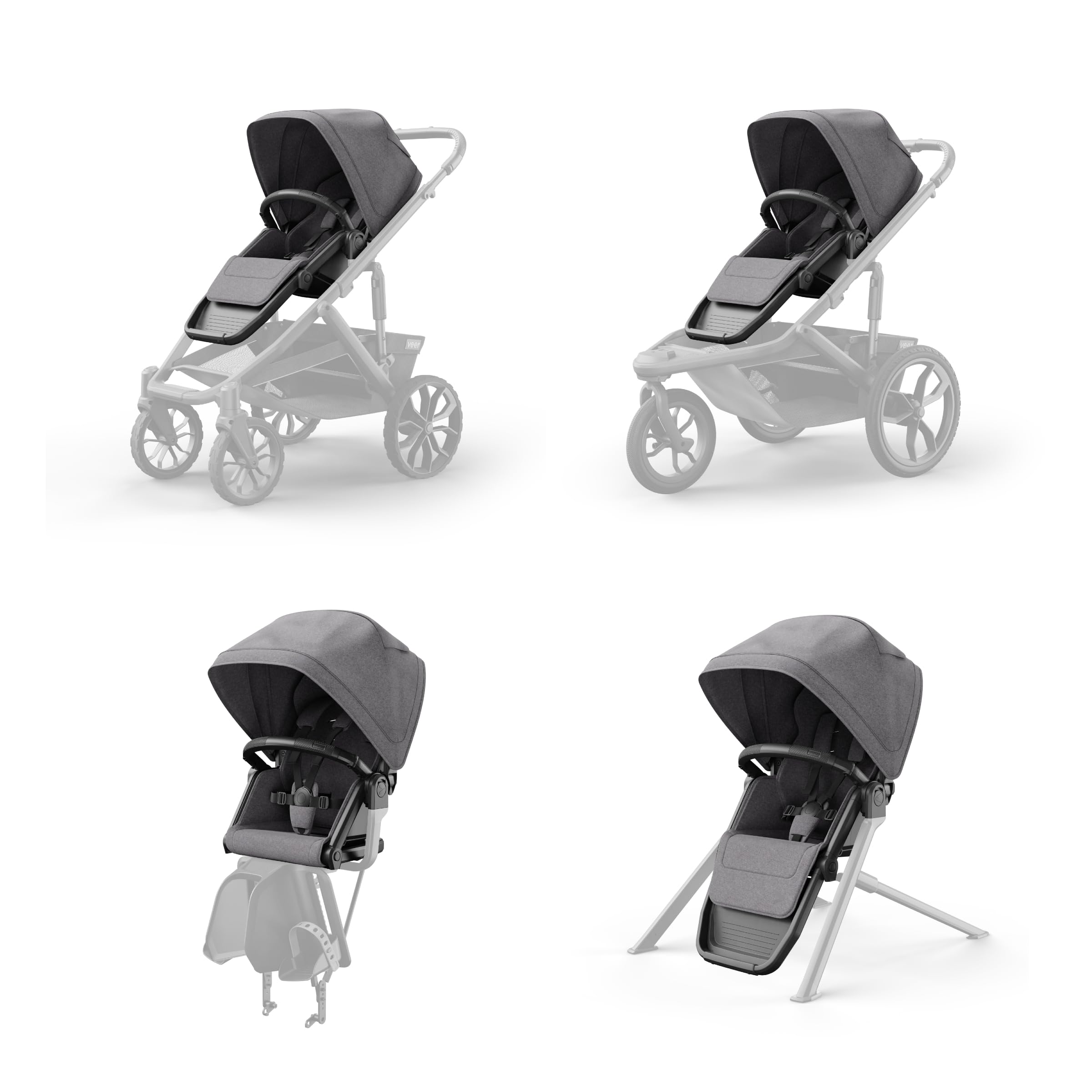 Veer Switchback Seat used as a mealtime booster in a restaurant setting.