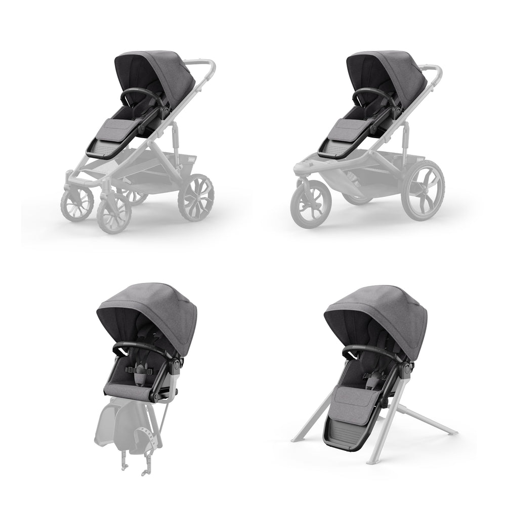 Veer Switchback Seat used as a mealtime booster in a restaurant setting.